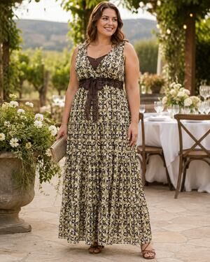 Y2K Floral Maxi Dress Plus Size 16 Mesh Bow Tiered Skirt Wedding Guest Cruise